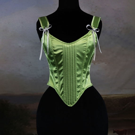 Qulqfy Corset for Women Overbust Lace Up Plus Size Bustier Solid Fashion with Straps Boned Corset Tops for Women