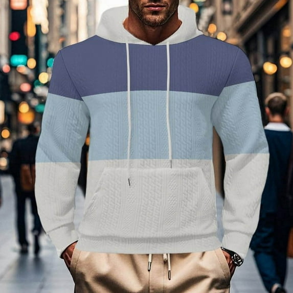 Qulqfy Cotton Big And Tall Hoodies for Men Knitting Pullover Multicolor Hooded Sweatshirts Pocket Men's Fashion Hoodies & Sweatshirts L
