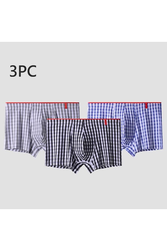 Cotton Boxer Briefs for Men 3 Pack Breathable Boxer Briefs Plaid Moisture Wicking Stretch Men Underwear Brief XXL