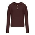 thumbnail image 1 of Qulqfy Cotton Women's Sweaters Pullover Bronze Long Sleeve Hooded Knitted Tops with Kangaroo Pocket Women's Fall Sweaters M, 1 of 3