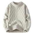 thumbnail image 1 of Qulqfy Crew Neck Sweater for Men Long Sleeve Soft Fall Beige Textured Pullover Knit Winter Sweaters Plus Size Men Shirts 4XL, 1 of 6