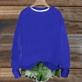 thumbnail image 1 of Qulqfy Crew Neck Sweatshirts for Women Ribbed Blue Long Sleeve Pullover Sweatshirts Plain Womens Fall Tops 3XL, 1 of 5