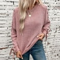 thumbnail image 1 of Qulqfy Crew Neck Women Sweater Pullover Pink Long Sleeve Casual with Bows Knitted Tops Fall Sweaters for Women 2025 M, 1 of 7