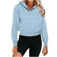 thumbnail image 1 of Qulqfy Cropped Hoodies Women Light Blue Zip-Up Fall 2025 Sweatshirts Womens Workout Tops S, 1 of 8
