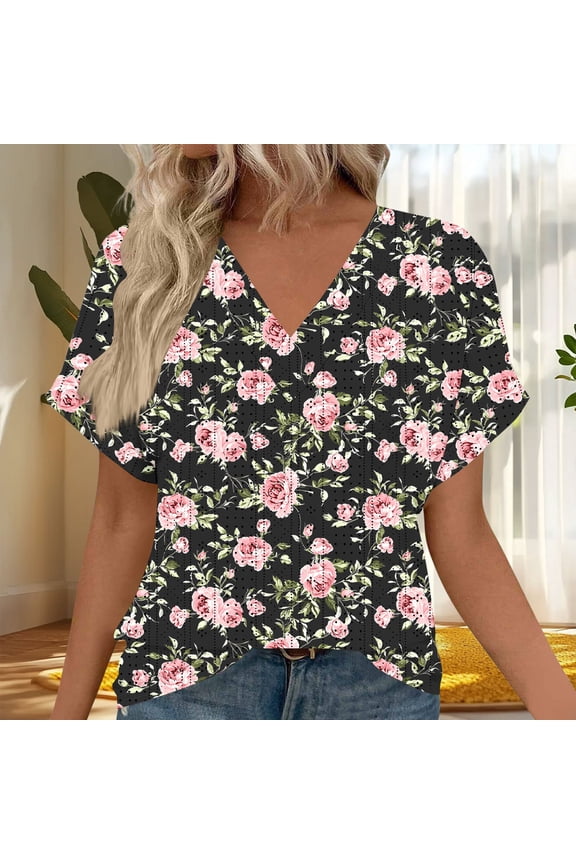 Cutout T-Shirts for Women Graphic Short Sleeve Shirts V Neck Casual Tops Womens Business Casual Tops XXL