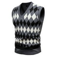 thumbnail image 1 of Qulqfy Dressy Mens Sweater Vest Knit Gray Argyle Slim Fit V Neck Sleeveless Casual Fall Winter Sweater Shirts for Men L, 1 of 3