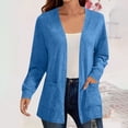 thumbnail image 1 of Qulqfy Fall Cardigans Women Knitted Plus Size Jersey Blue Long Sleeve Cardigans Women's Open Front Tops with Pockets L, 1 of 7