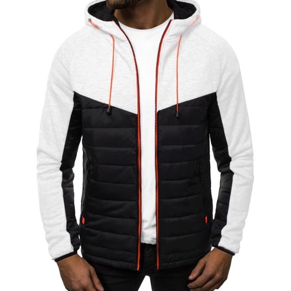 Qulqfy Fall Hoodies for Men Casual White Zip Up Workout Long Sleeve Hooded Sweatshirts Men's Hoodies & Sweatshirts L