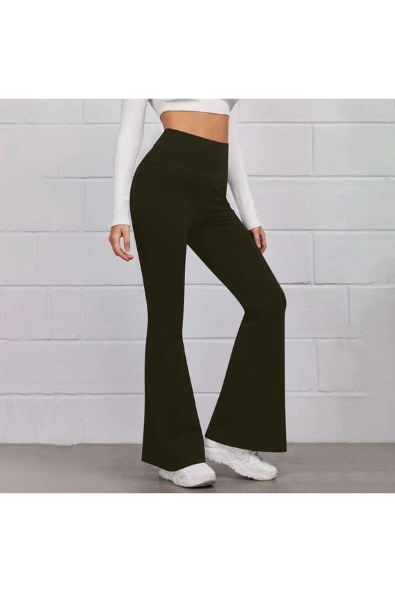 Fall Leggings for Women Brown Yoga Flare Wide Leg Butt Lifting Stretch Tummy Control High Waist Leggings Comfy Pants Women L
