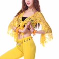 thumbnail image 1 of Qulqfy Flare Sleeve Bolero Shrug Women Tie Front Sheer Lace Latin Dance Yellow Cardigans Women Flowy Tops, 1 of 7