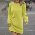 thumbnail image 1 of Qulqfy Fleece Dresses for Women Tshirt Yellow Mini Long Sleeve Warm Casual Crewneck Dresses Women Fall Dresses L, 1 of 8