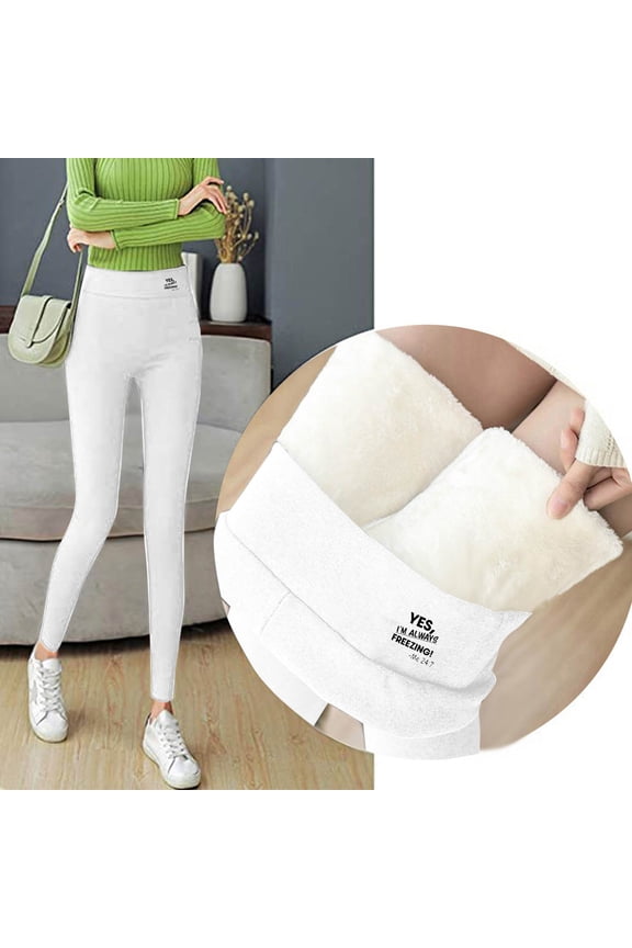 Fleece Lined Leggings Women White Compression Winter Leggings High Waisted Warm Thermal Pants for Women