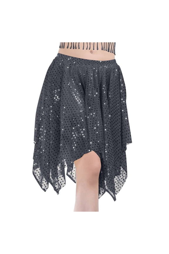 Flowy Womens Skirts Black Sequin Mini A Line Fall Party Costume Asymmetrical Short Skirt Skirts for Women