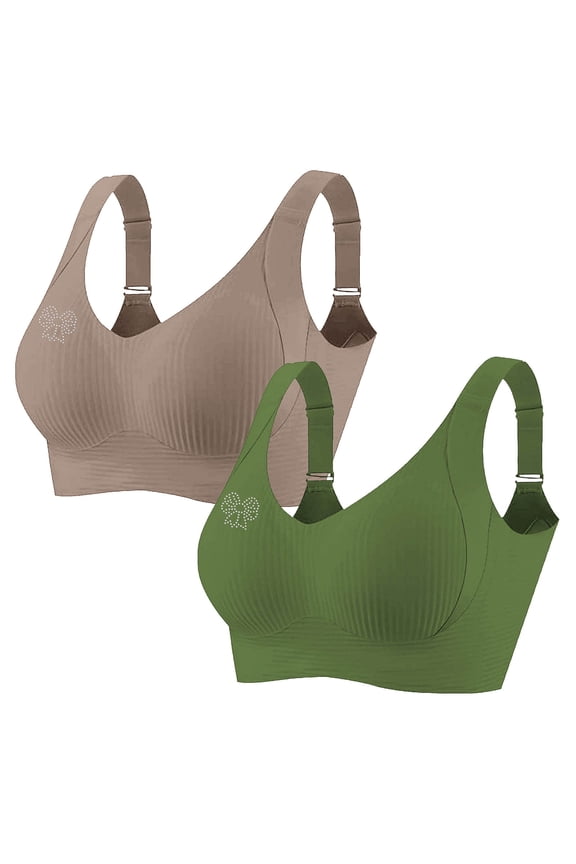 Full Coverage Bra for Women Plus Size Green No Underwire Comfort 2 Pack Rhinestone Bras Tshirt Bra 4XL