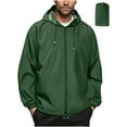 thumbnail image 1 of Qulqfy Golf Men's Rain Jacket Waterproof Green Lightweight Packable Running Hooded Travel Windbreaker Mens Raincoat L, 1 of 8