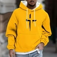 thumbnail image 1 of Qulqfy Graphic Big And Tall Hoodies for Men Christian Pullover Yellow Fall Hooded Casual Long Sleeve Sweatshirts Mens Sweatshirts M, 1 of 5