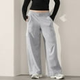 thumbnail image 1 of Qulqfy Gray Pants Women Baggy Work Cargo Pants Wide Leg High Waisted Casual Pants for Women, 1 of 7