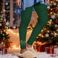 thumbnail image 1 of Qulqfy Green Leggings Women Winter Christmas Compression Leggings Rhinestone Pull On High Waisted Pants for Women, 1 of 5
