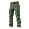 thumbnail image 1 of Qulqfy Green Pants Men Cargo Stretch Big and Tall Baggy Pants Hiking Outdoor Pants Straight Leg Pants for Men 30, 1 of 2