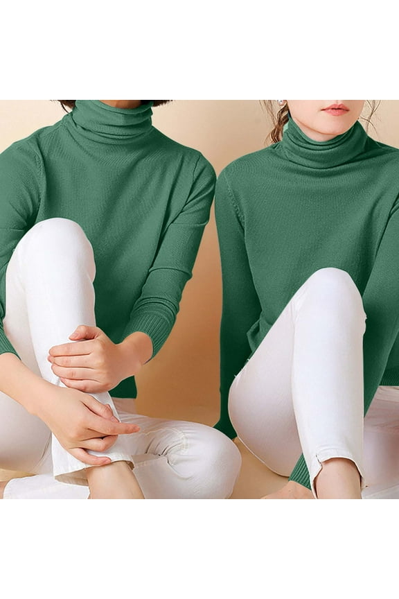 Green Tops Women Turtleneck Knitting Cotton Long Sleeve Fall Plain Blouses Womens Casual Shirts XL