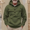 thumbnail image 1 of Qulqfy Henley Hoodie for Men Pullover Cargo Green Hunting Casual Fall Long Sleeve Sweatshirts with Kanga Pocket Mens Sweatshirts XXL, 1 of 6