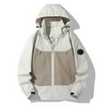 thumbnail image 1 of Qulqfy Hiking Mens Fall Jackets Travel Waterproof White Lightweight Outdoor Hooded Windbreaker Raincoat for Men S, 1 of 9