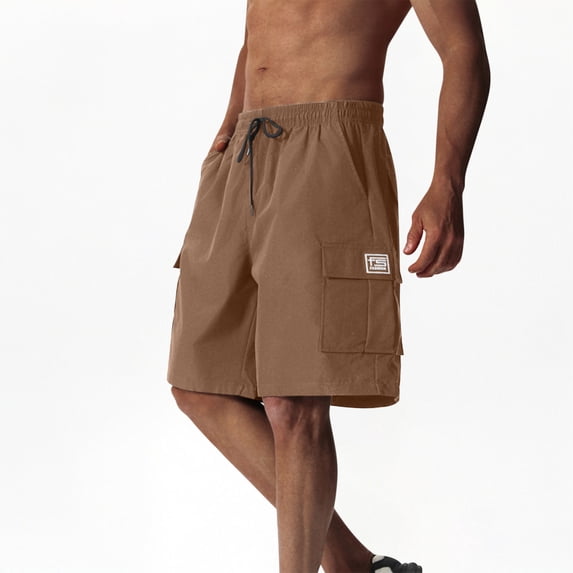 Qulqfy Hiking Shorts for Men Summer Cargo Bronze Shorts Outdoor Solid Travel Shorts Men Gym Shorts XXL