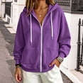 thumbnail image 1 of Qulqfy Hoodies for Women Oversized Purple Fall Winter Hooded Casual Lightweight Drawstring Zip Up Loose Long Sleeve Track Jackets with Pockets XL, 1 of 5