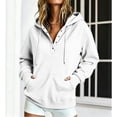 thumbnail image 1 of Qulqfy Hoodies for Women Soft Winter Fall Casual White Hooded Lightweight Drawstring Long Sleeve Loose Zip Up Track Jackets with Pockets M, 1 of 6