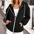 thumbnail image 1 of Qulqfy Hoodies for Women Waffle Knit Black Hooded Lightweight Casual Winter Fall Drawstring Long Sleeve Loose Zip Up Track Jackets with Pockets XL, 1 of 6