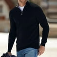 thumbnail image 1 of Qulqfy Knit Sweater for Men Business Casual Black Quarter Zip Dressy Basic Fall Long Sleeve Winter Stand Collar Sweater Mens Golf Shirt XXL, 1 of 3
