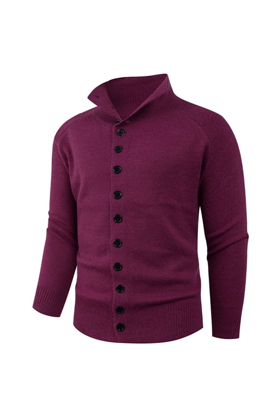 Knit Sweater for Men Fall Long Sleeve Button up Pink Basic Slim Fit Collar Winter Cardigan Sweaters Mens Undershirts S