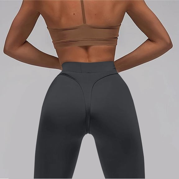 Qulqfy Leggings Women Yoga Compression Gray High Waisted Quick Dry Scrunch Tummy Control Leggings Track Pants Women M