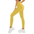 thumbnail image 1 of Qulqfy Leggings for Women Compression Yellow Yoga Butt Lifting High-Waisted Tummy Control Stretchy Leggings Women's Pants L, 1 of 5