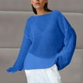 thumbnail image 1 of Qulqfy Lightweight Sweaters Women Knitting Cotton Blue Oversized Beach Long Sleeve Sweaters Pullover Tops for Women L, 1 of 5