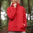 thumbnail image 1 of Qulqfy Lightweight Windbreaker Jackets Women Waterproof Zip Up Red Hooded Hiking Jackets Women's Nylon Raincoat L, 1 of 9