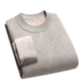 thumbnail image 1 of Qulqfy Long Sleeve Men's Sweaters Pullover Beige Crewneck Thermal Warm Winter Fall Fleece-Lined Sweaters for Older Mens Shirt L, 1 of 8