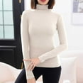 thumbnail image 1 of Qulqfy Long Sleeve Shirt Women Turtleneck White Fleece Lined Undershirt Fitted Thermal Shirts for Women, 1 of 4