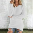 thumbnail image 1 of Qulqfy Long Sleeve Shirts Women Plus Size White Fleece Lined Pullover Tops Casual Winter V Neck Shirts Tops for Women, 1 of 7