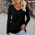thumbnail image 1 of Qulqfy Long Sleeve T-Shirts Women V Neck Black Plain Basic Tunic Shirts Soft Tops for Women XL, 1 of 5