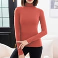 thumbnail image 1 of Qulqfy Long Sleeve Tops for Women Red Turtleneck Fleece Lined Undershirt Thermal Fitted Shirts for Women, 1 of 8