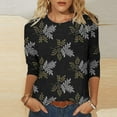 thumbnail image 1 of Amidoa Long Sleeve Tops for Women Trendy Black Graphic Print Crew Neck Tops Women's Blouses L, 1 of 5