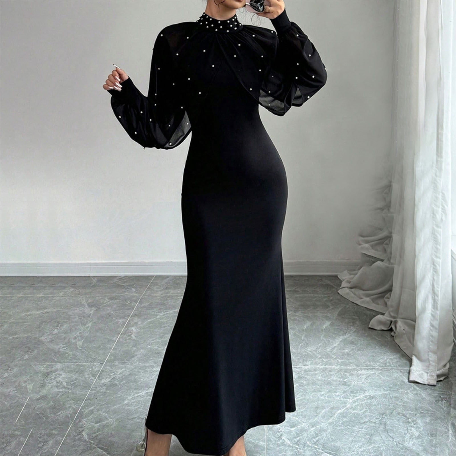 knee length dresses for ladies Two-Piece Mesh Turtleneck Dress – Accessorize Me main image 0