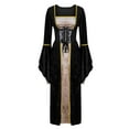 thumbnail image 1 of Qulqfy Maxi Dresses for Women Velvet Medieval Bat Sleeve Black Renaissance Gothic Plus Size Cocktail Dresses Womens Dresses Fall L, 1 of 4