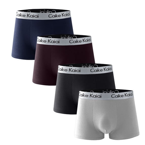 Qulqfy Men Boxer Briefs Big & Tall 4 Pack Cotton Breathable Boxer Briefs Moisture Wicking Stretch Men's Briefs Underwear L