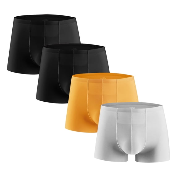 Qulqfy Men Boxer Briefs Breathable Cooling Performance 4 Pack Boxer Briefs Stretch Quick Dry Men Underwear Brief L