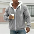 thumbnail image 1 of Qulqfy Men Jacket Gray Fleece Winter Casual Warm Zip Up Hooded Cold Weather Jacket Mens Coat XXL, 1 of 6