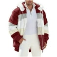 thumbnail image 1 of Qulqfy Men Jacket Hooded Winter Fleece Red Warm Zip Up Striped Casual Jacket Mens Trench Coat XXL, 1 of 6