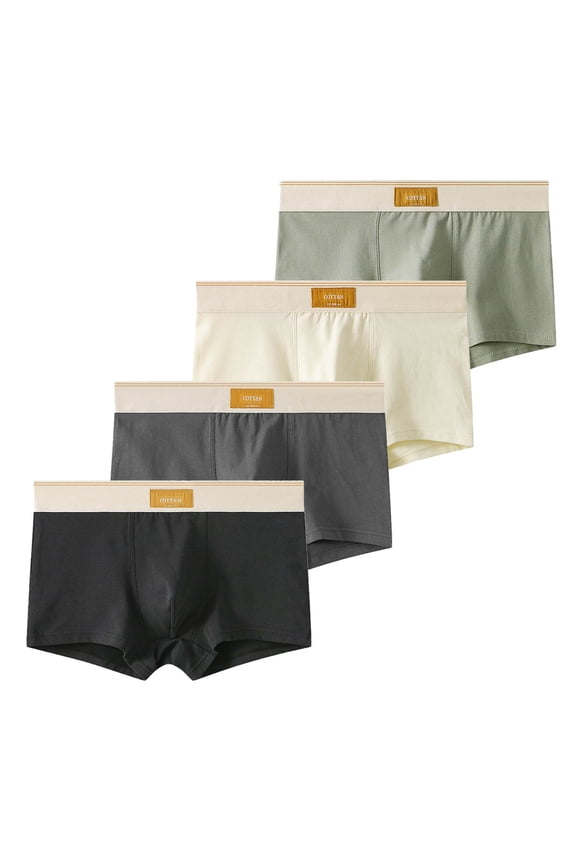 Men Underwear Boxer Brief 4 Pack Breathable Big & Tall 100% Cotton Boxer Briefs Comfort Stretch Mens Underwear Briefs 4XL