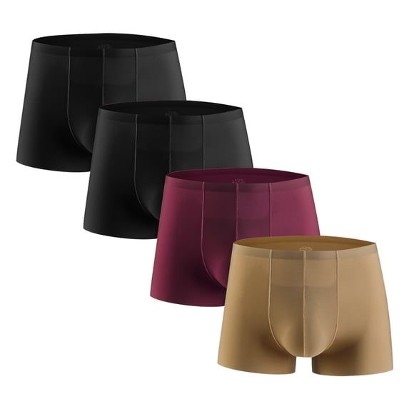 Qulqfy Men Underwear Boxer Brief Quick Dry 4 Pack Cooling Stretch Boxer Briefs Breathable Performance Men's Briefs Underwear L